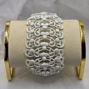 Vintage Monet Lacy White Statement Bracelet 2 in. Width 8 in. Length Signed